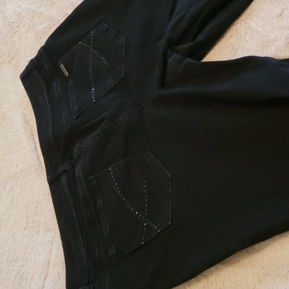 So Slimming by Chico's Black Wide Leg Jeans with sparkly pocket details - Picture 4 of 11